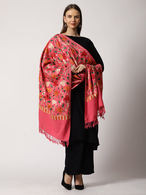 Women's Aari Embroidered Wool Stole